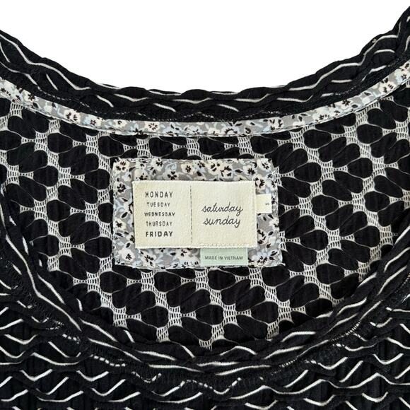 Anthropologie Saturday Sunday Black Print Textured Dress Women’s Size Small - Picture 2 of 7